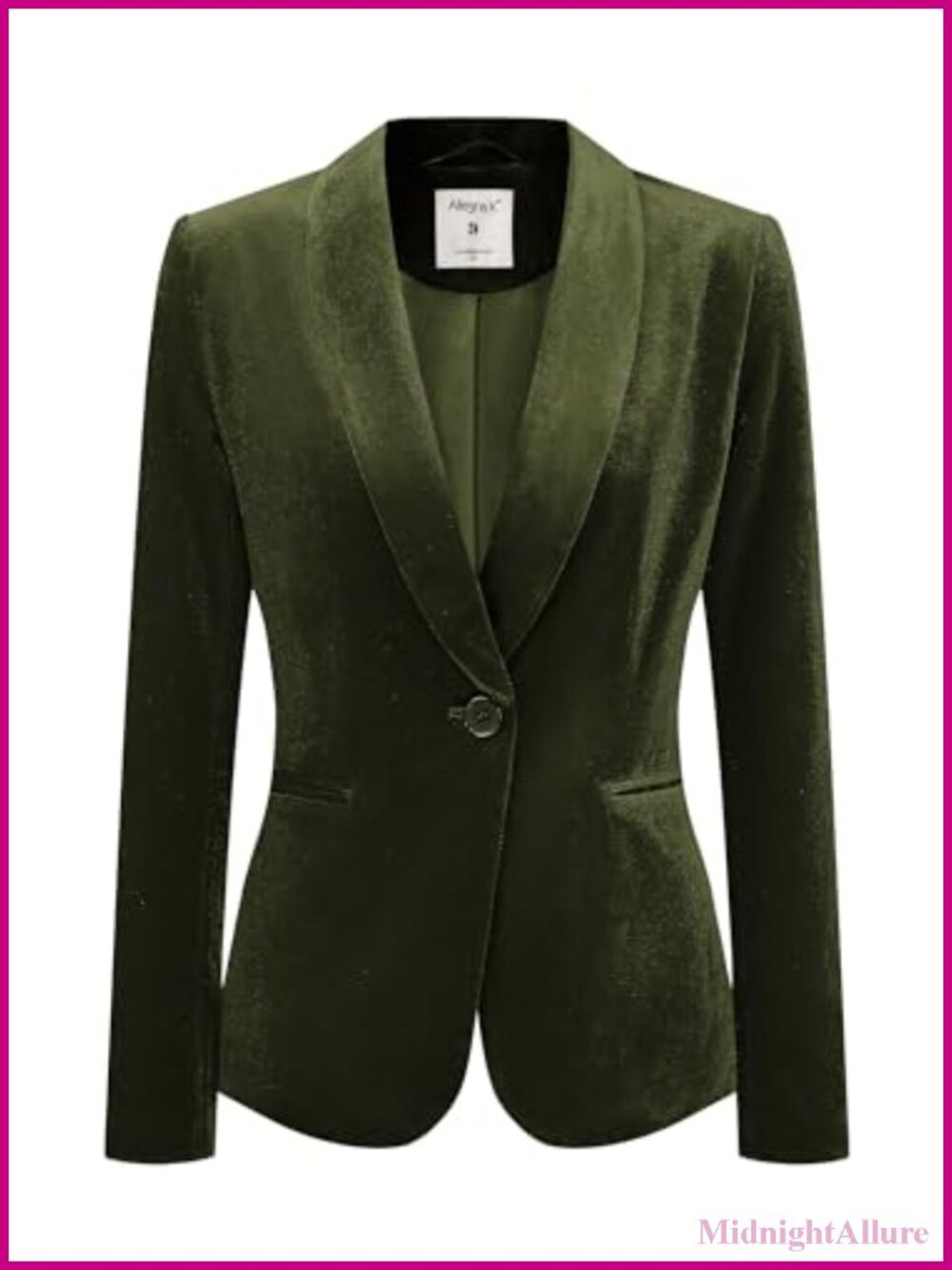 Velvet Shawl Collar 1 Button Office Blazer Regular Fit